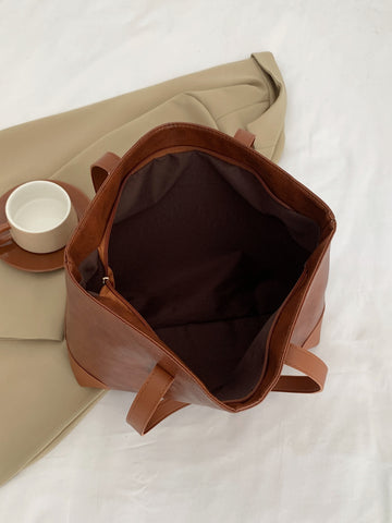 PU Leather Medium Tote Bag - Fashiofinesse